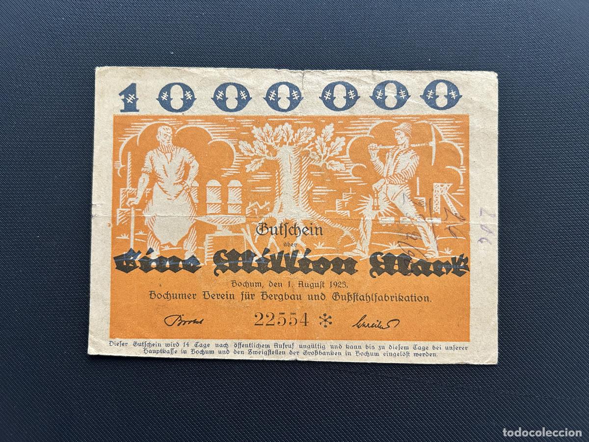 Billetes extranjeros: 1 MILLON MARCOS 1923 BOCHUM. ALEMANIA