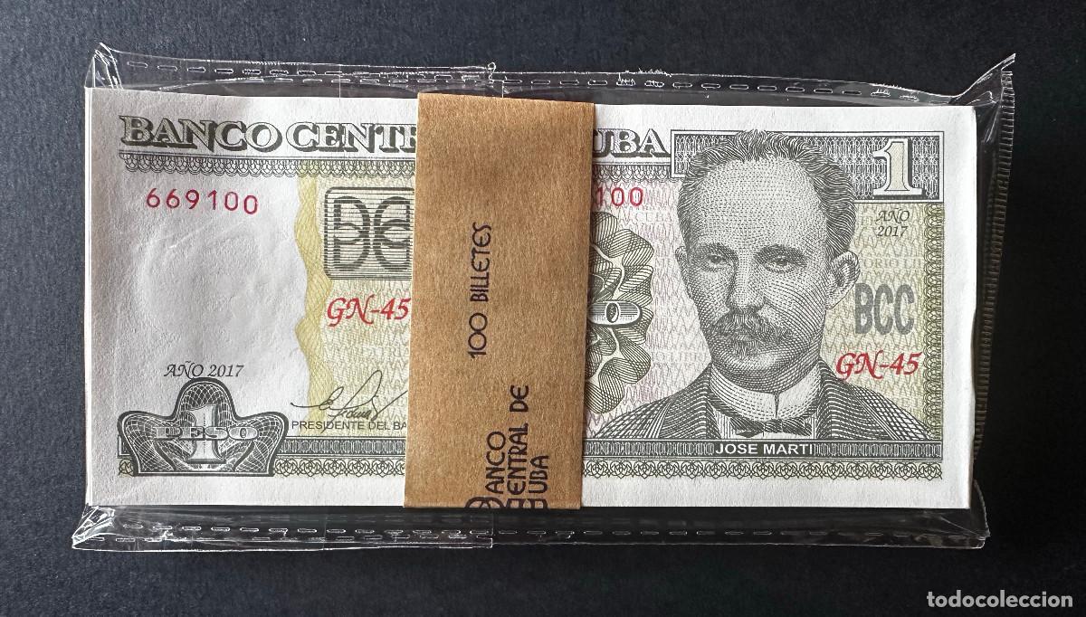 Billetes extranjeros: CUBA 1 PESO 2017 UNC/SC 100 BILLETES CONSECUTIVOS TACO FAJO BUNDLE