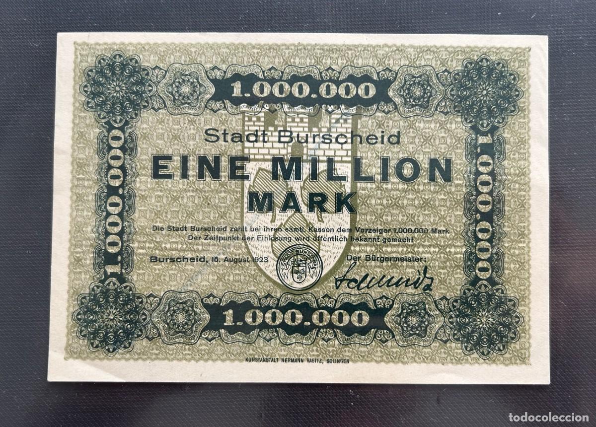 Billetes extranjeros: 1 MILLON MARCOS 1923 BURSCHEID. ALEMANIA