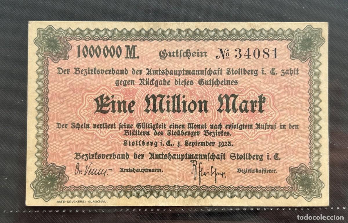 Billetes extranjeros: 1 MILLON MARCOS 1923 STOLLBERG. ALEMANIA