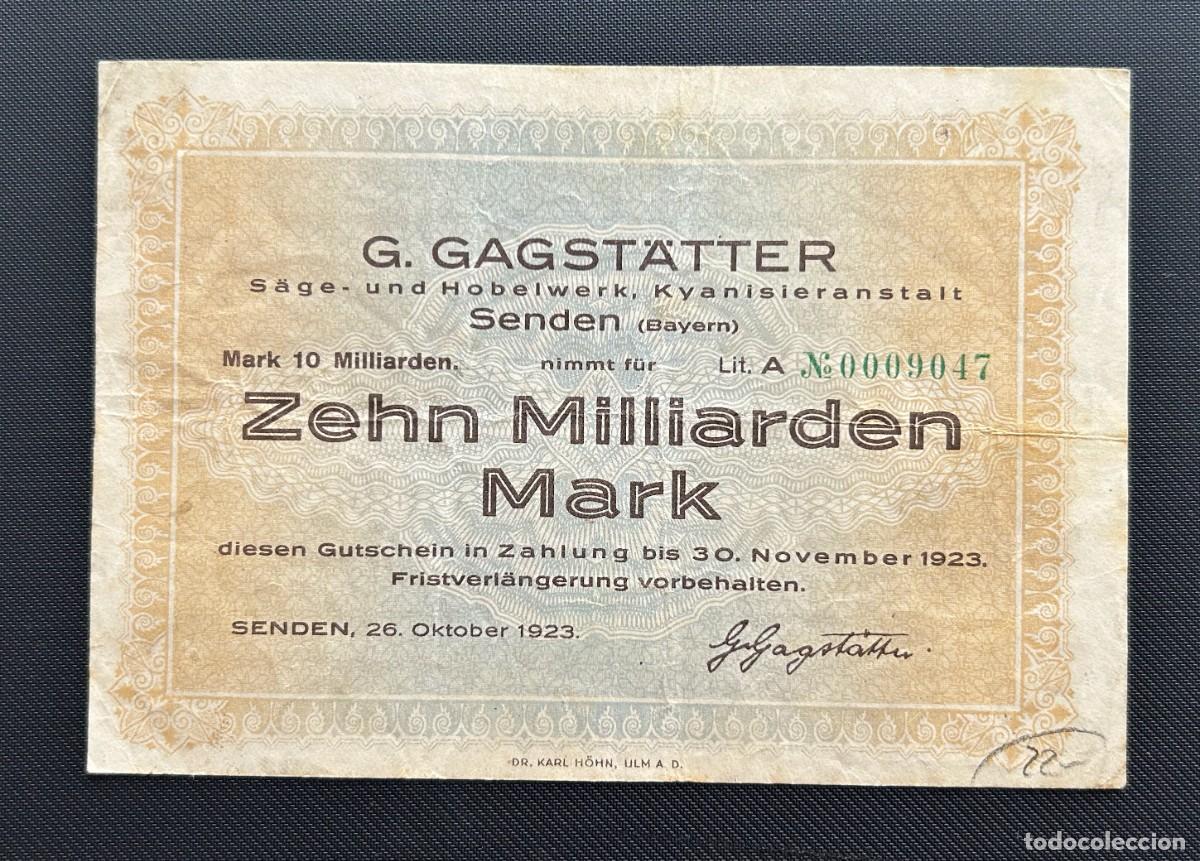 Billetes extranjeros: 10 MIL MILLONES MARCOS 1923 SENDEN. ALEMANIA