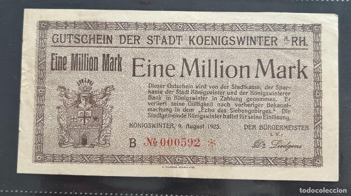 Billetes extranjeros: 1 MILLON MARCOS 1923 KOENIGSWINTER. ALEMANIA