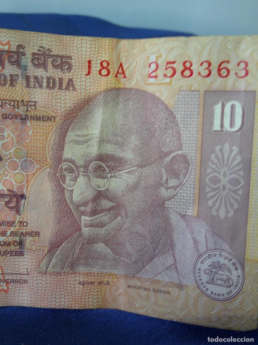 Billetes extranjeros: &iexcl;&iexcl; BILLETE. &rdquo;Reserve Bank of INDIA&rdquo; TEN RUPIEES. GANDHI, Elefantes, Tigres...!! C-14