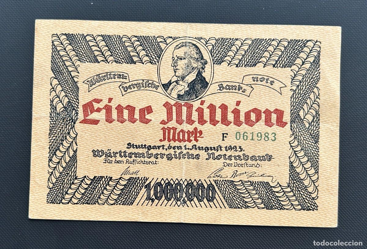 Billetes extranjeros: 1 MILLON MARCOS 1923 WURTTEMBERG. ALEMANIA