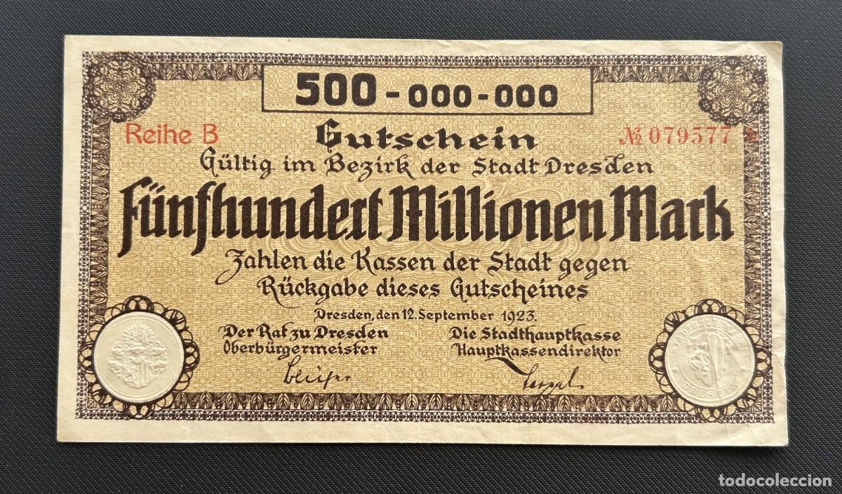Billetes extranjeros: 500 MILLONES MARCOS 1923 DRESDEN. ALEMANIA