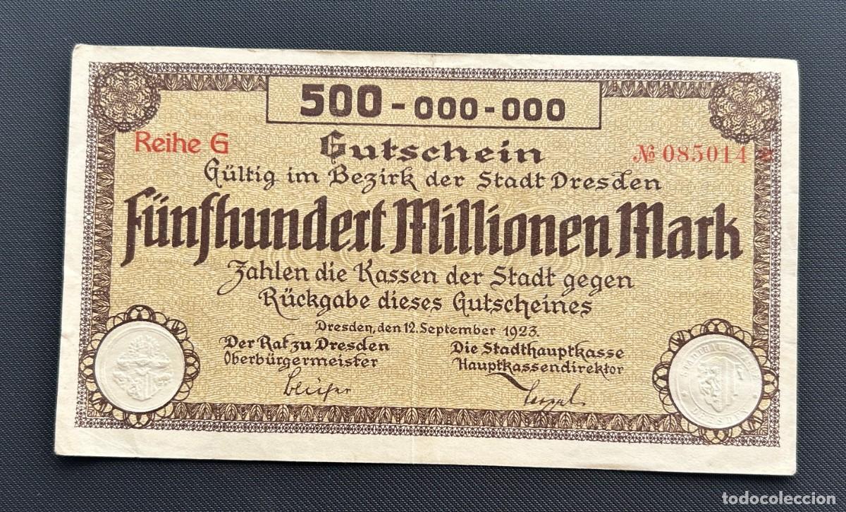 Billetes extranjeros: 500 MILLONES MARCOS 1923 DRESDEN. ALEMANIA