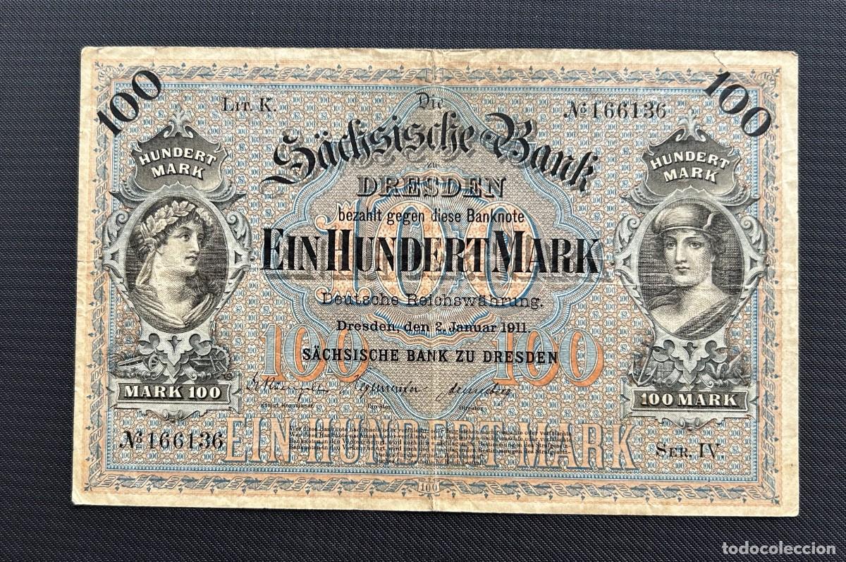 Billetes extranjeros: 100 MARCOS 1911 DRESDEN, SAJONIA, ALEMANIA. P# S952B