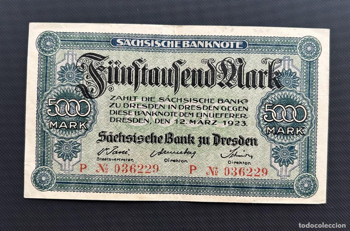 Billetes extranjeros: 5000 MARCOS 1923 DRESDEN, SAJONIA, ALEMANIA. P# S957