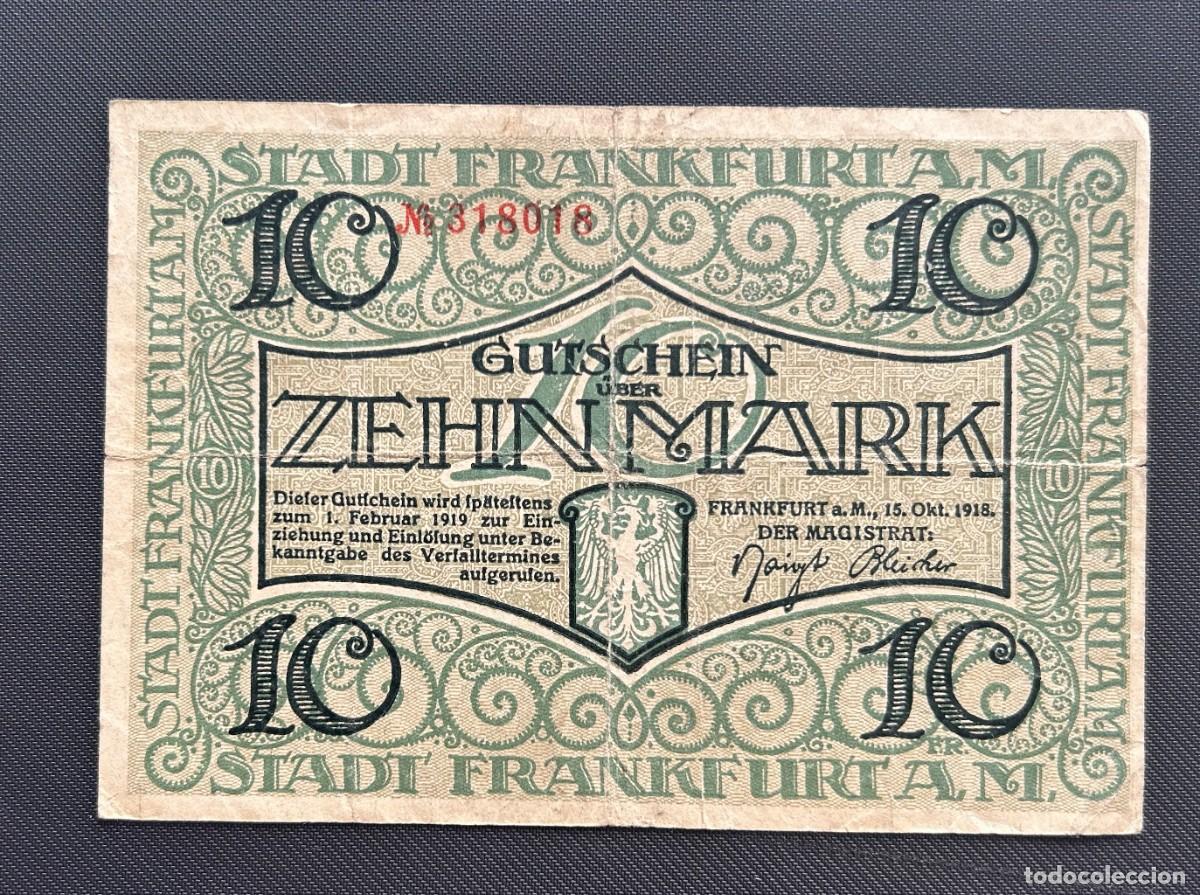Billetes extranjeros: 10 MARCOS 1918 FRANCFORT DEL MENO. ALEMANIA.