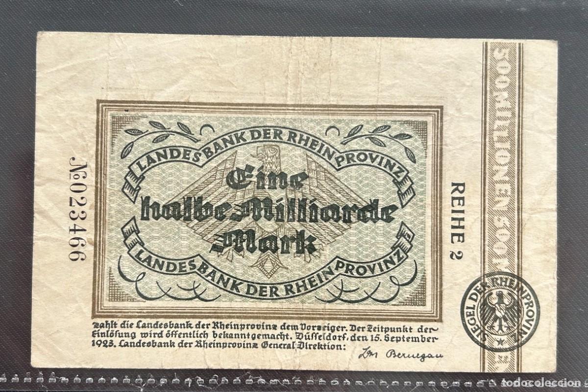 Billetes extranjeros: 500 MILLONES MARCOS 1923 RENANIA, ALEMANIA.