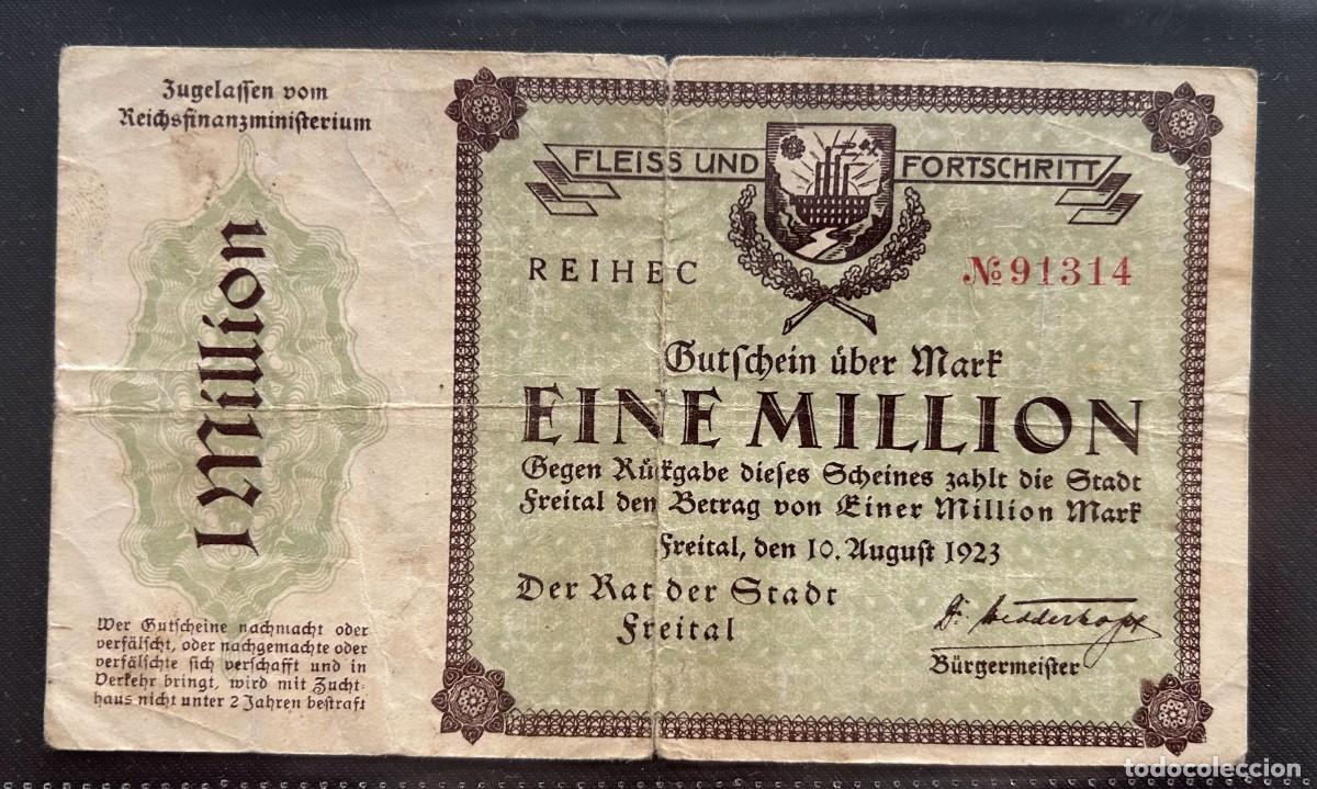 Billetes extranjeros: 1 MILLON MARCOS 1923 FREITAL, ALEMANIA.