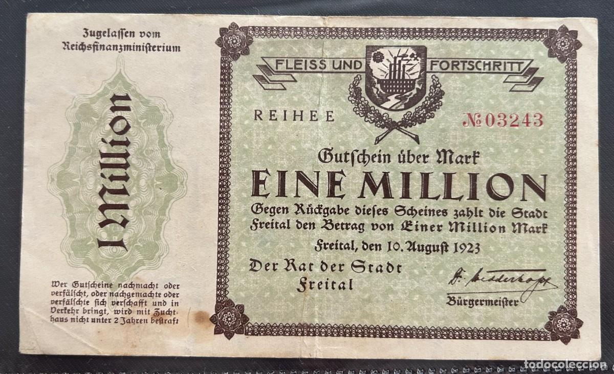 Billetes extranjeros: 1 MILLON MARCOS 1923 FREITAL, ALEMANIA.