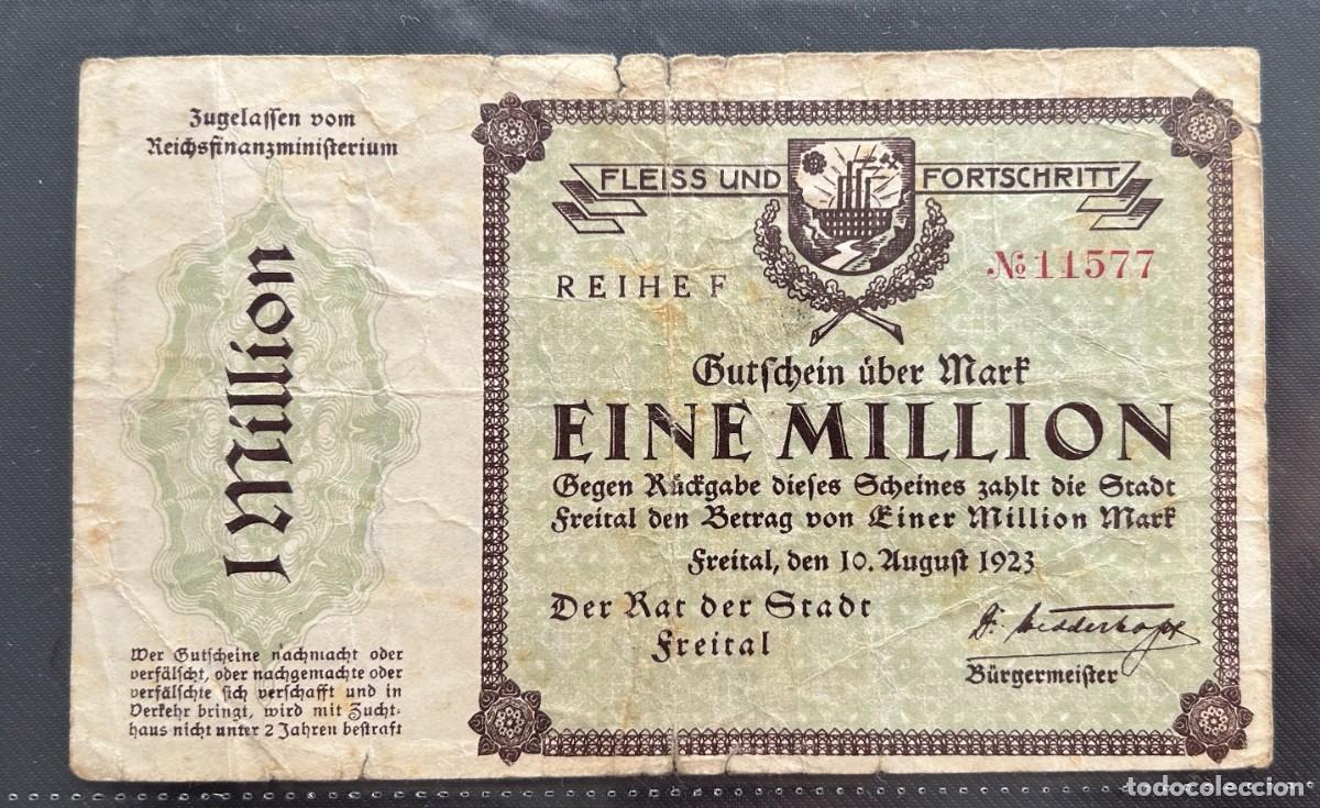 Billetes extranjeros: 1 MILLON MARCOS 1923 FREITAL, ALEMANIA.