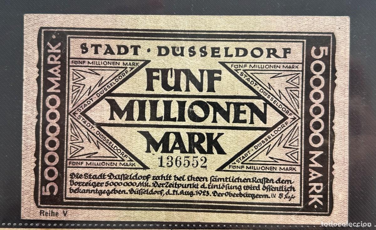 Billetes extranjeros: 5 MILLONES MARCOS 1923 DUSSELDORF, ALEMANIA.