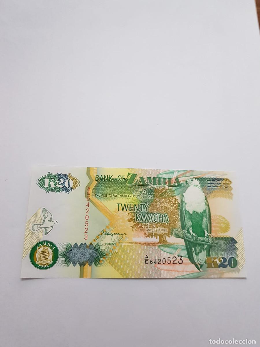 Billetes extranjeros: ZAMBIA- 20 KWACHA- 1992