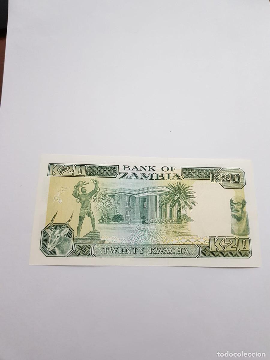 Billetes extranjeros: ZAMBIA- 20 KWACHA- 1989 - Foto 2