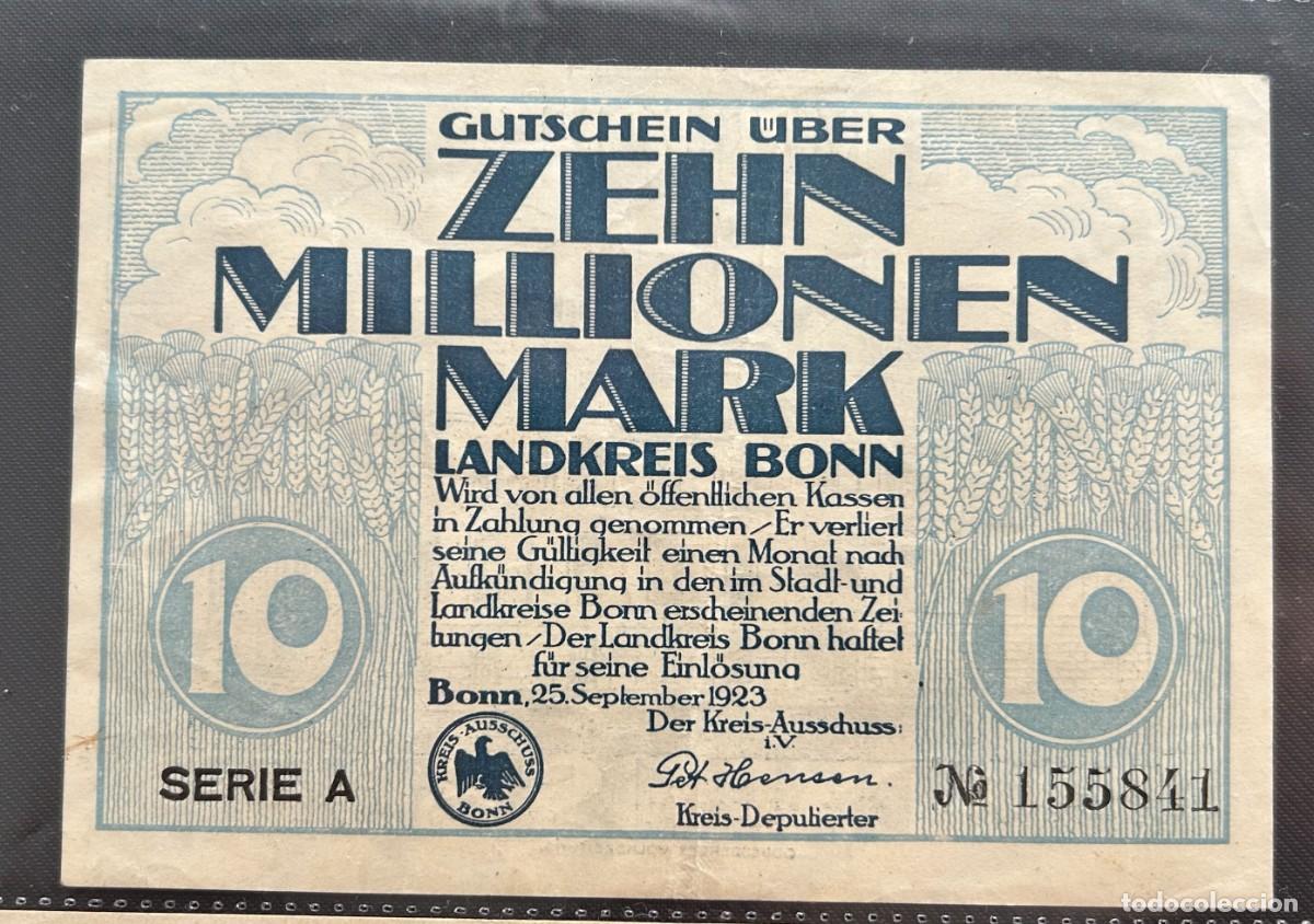 Billetes extranjeros: 10 MILLONES MARCOS 1923 BONN. ALEMANIA