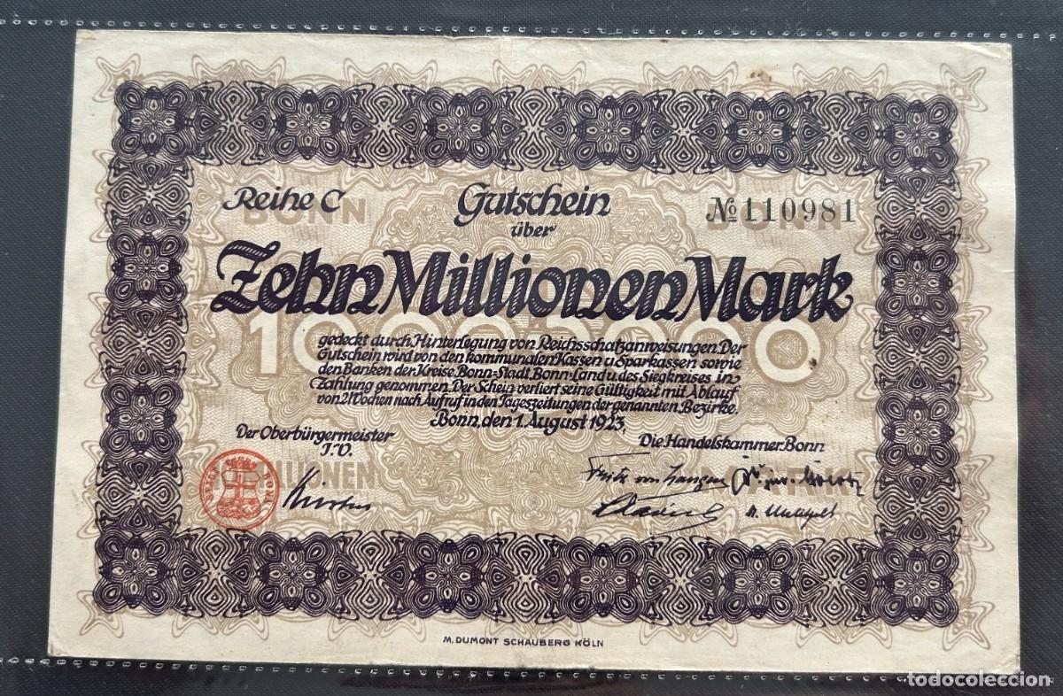 Billetes extranjeros: 10 MILLONES MARCOS 1923 BONN. ALEMANIA