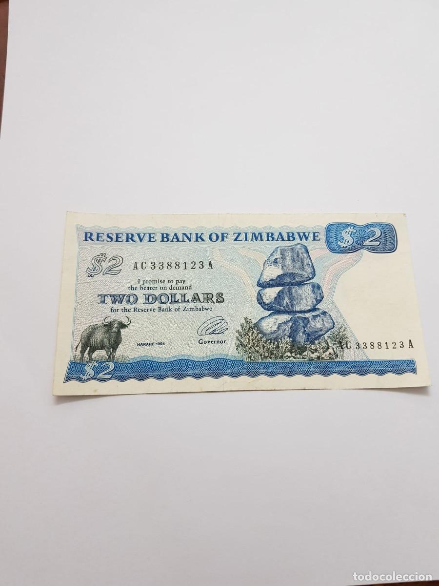 Billetes extranjeros: ZIMBABWE- 2 DOLARES- 1994