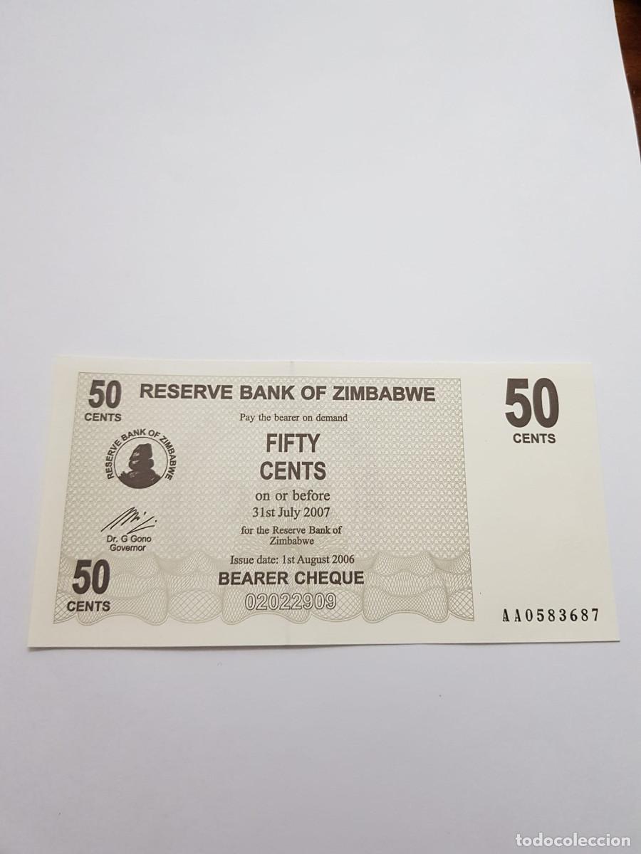 Billetes extranjeros: ZIMBABWE- 50 CENTS-2007