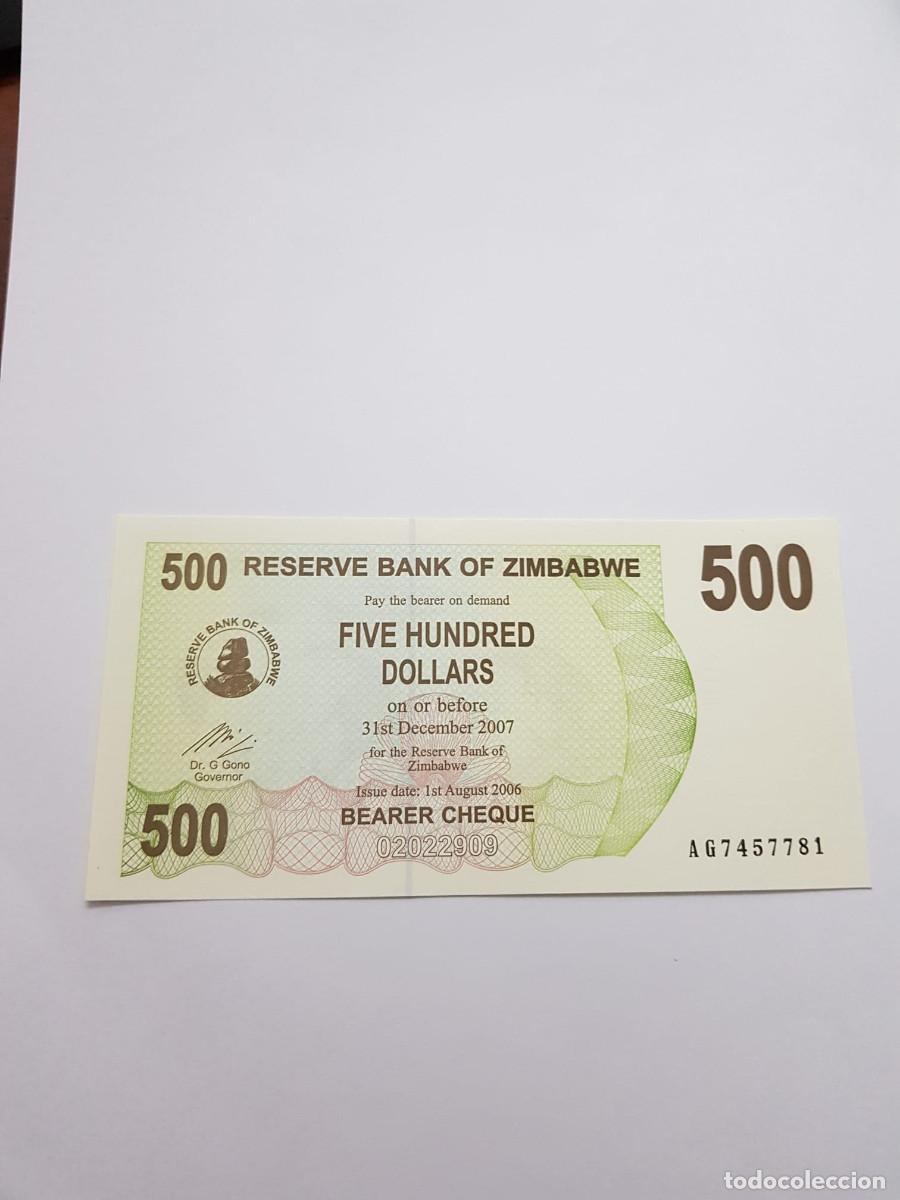 Billetes extranjeros: ZIMBABWE- 500 DOLARES- 2007