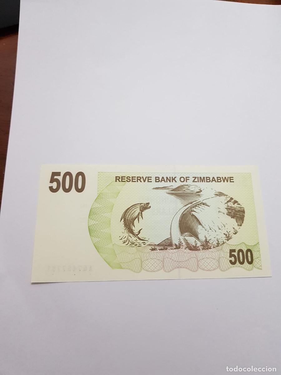 Billetes extranjeros: ZIMBABWE- 500 DOLARES- 2007 - Foto 2