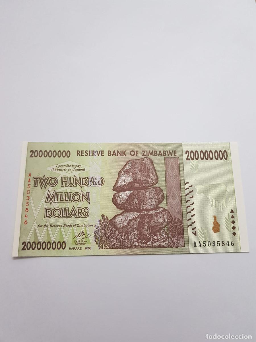 Billetes extranjeros: ZIMBABWE- 200000000 DOLARES- 2008