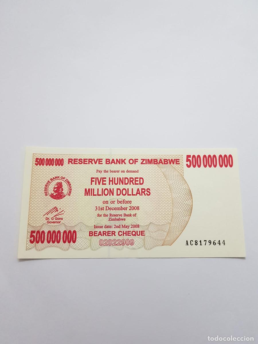 Billetes extranjeros: ZIMBABWE- 500000000 DOLARES-2008