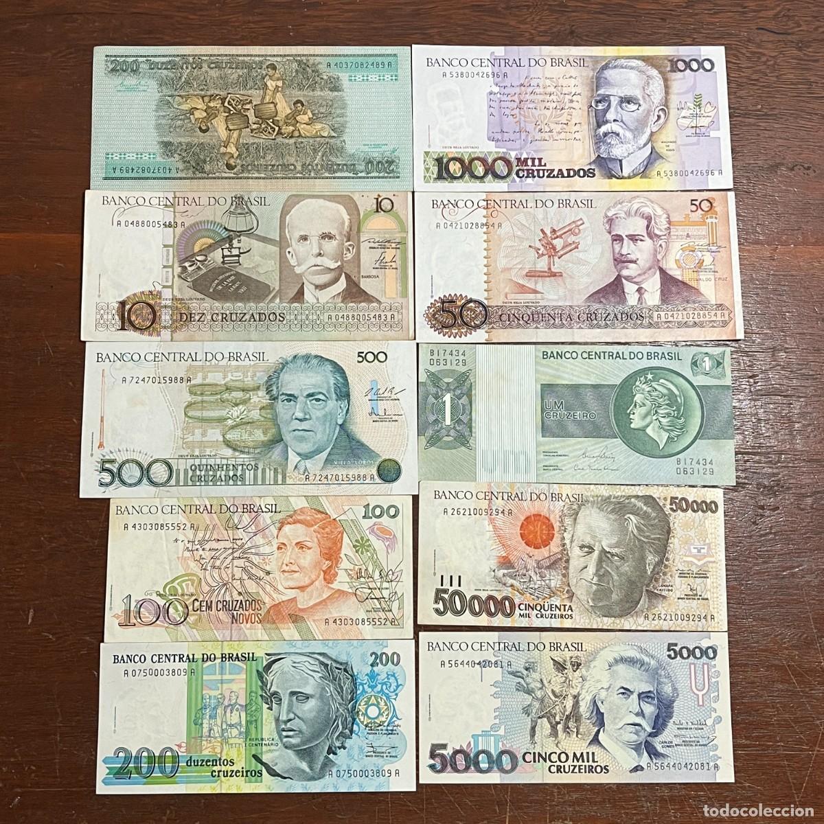 Billetes extranjeros: Lot 10 Brazil Original Old Banknotes / Billetes / Banconote - A4037082489A