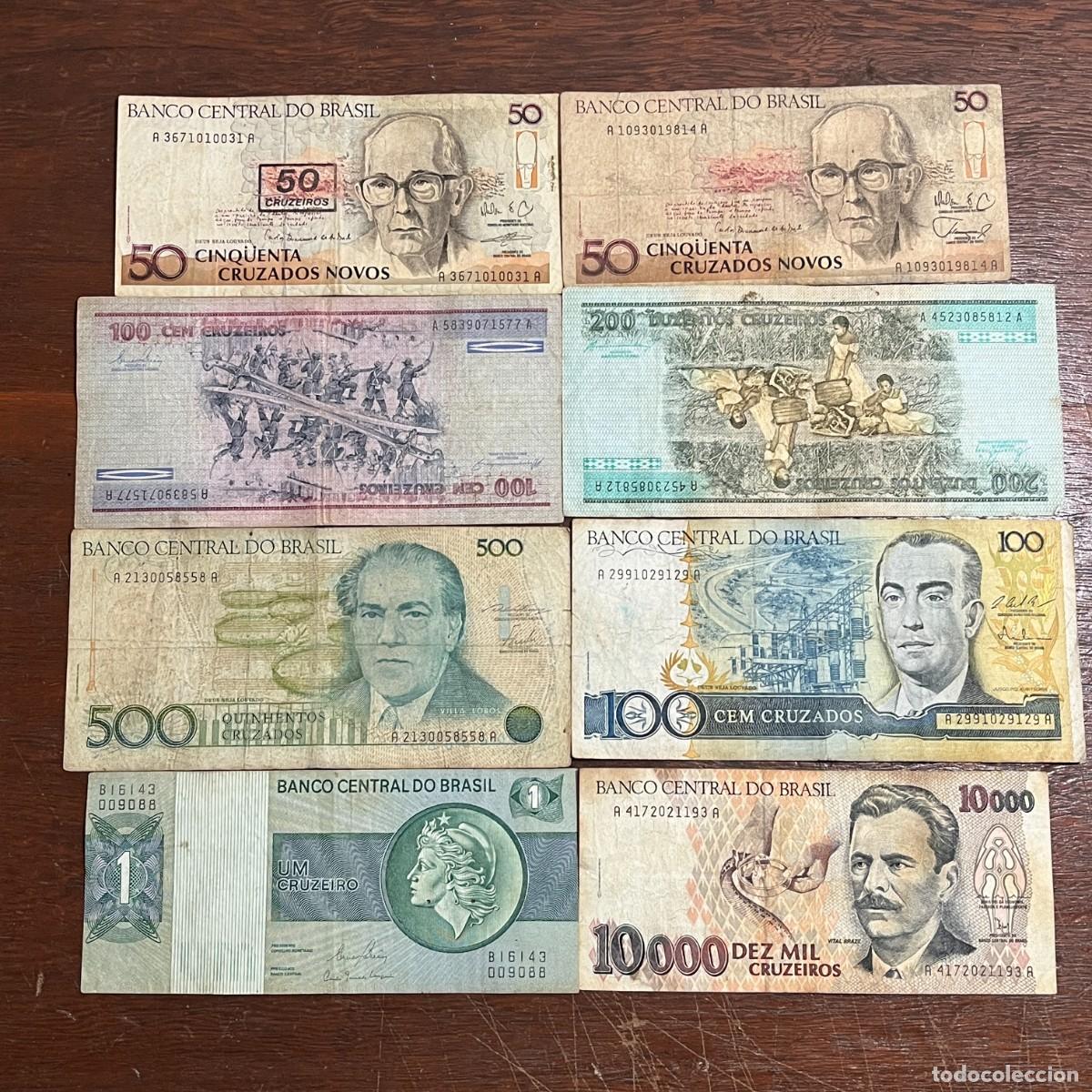 Billetes extranjeros: Lot 8 Brazil Original Old Banknotes / Billetes / Banconote - A3671010031A