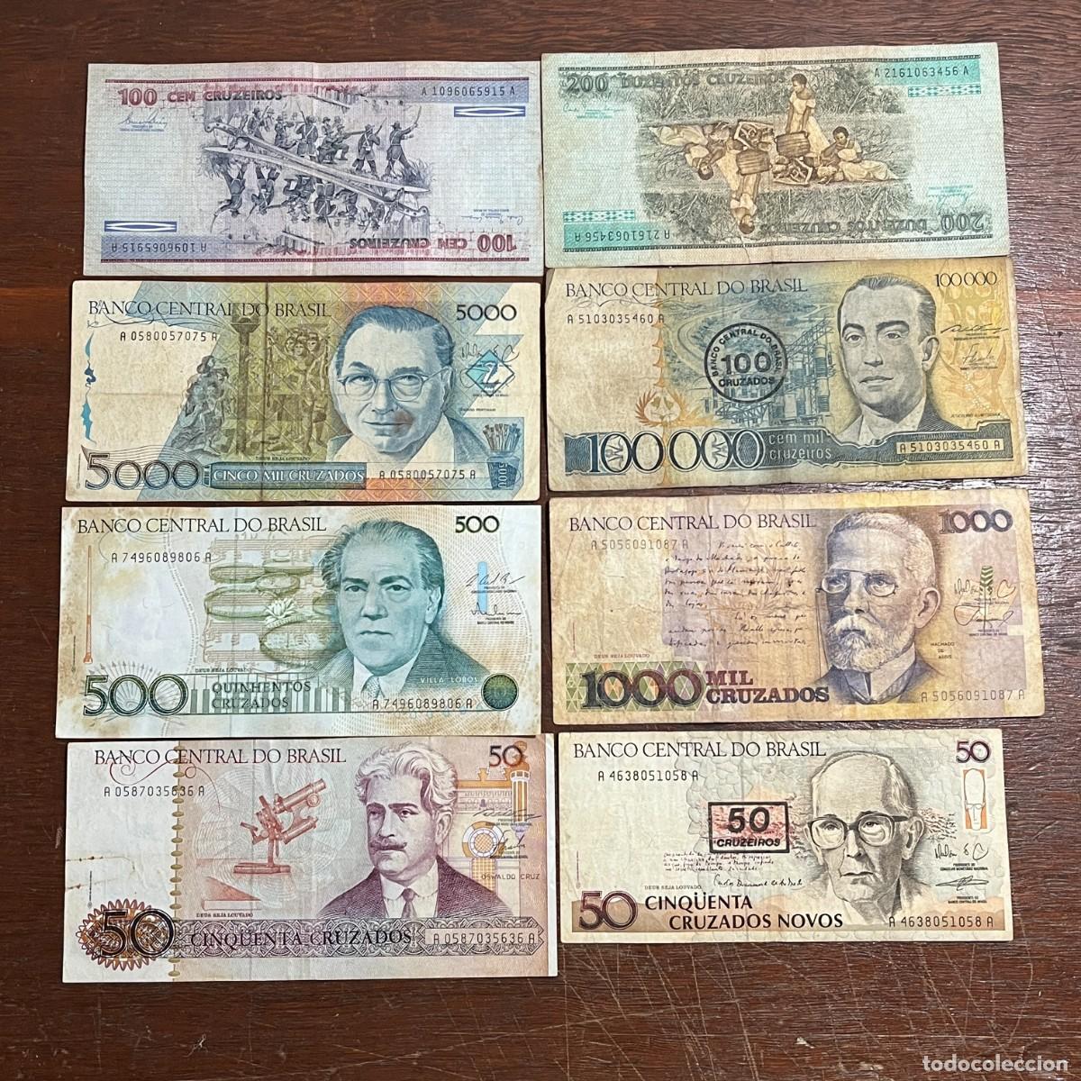 Billetes extranjeros: Lot 8 Brazil Original Old Banknotes / Billetes / Banconote - A1096065915A