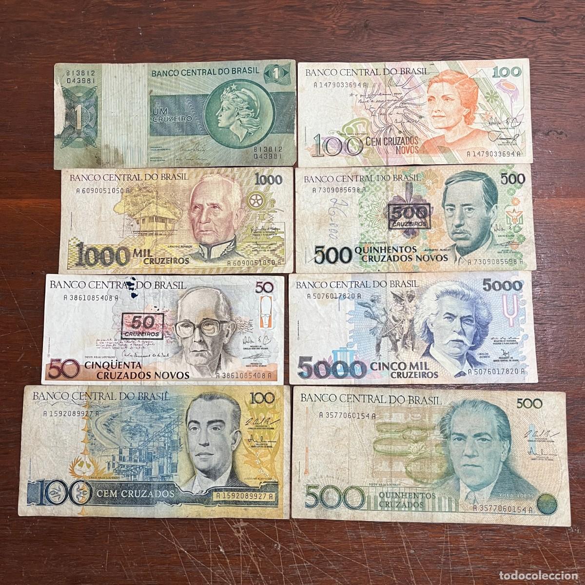 Billetes extranjeros: Lot 8 Brazil Original Old Banknotes / Billetes / Banconote - B13812043981