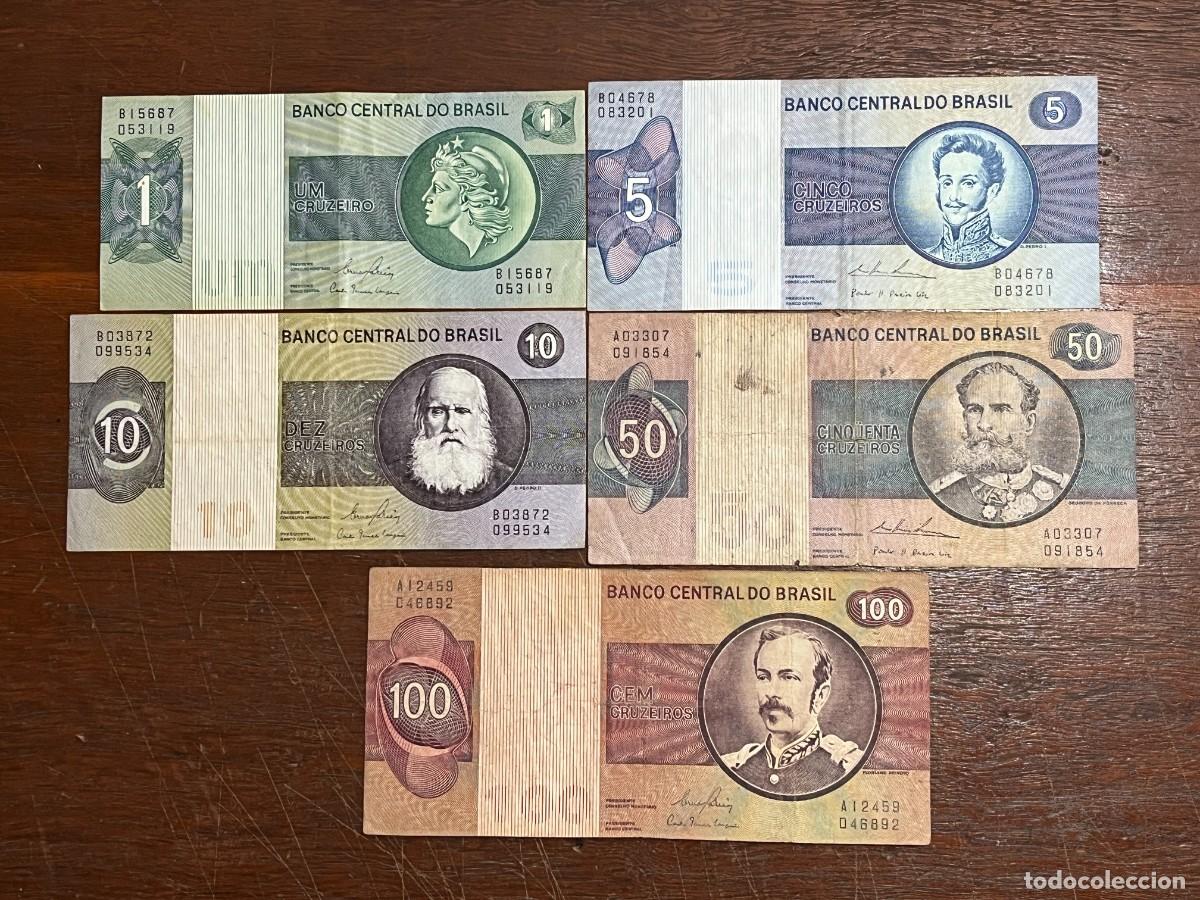 Billetes extranjeros: Lot 5 Brazil Original Old Banknotes / Billetes / Banconote - B15687053119