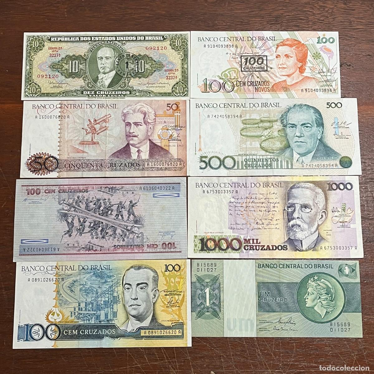 Billetes extranjeros: Lot 8 Brazil Original Old Banknotes / Billetes / Banconote - 092120