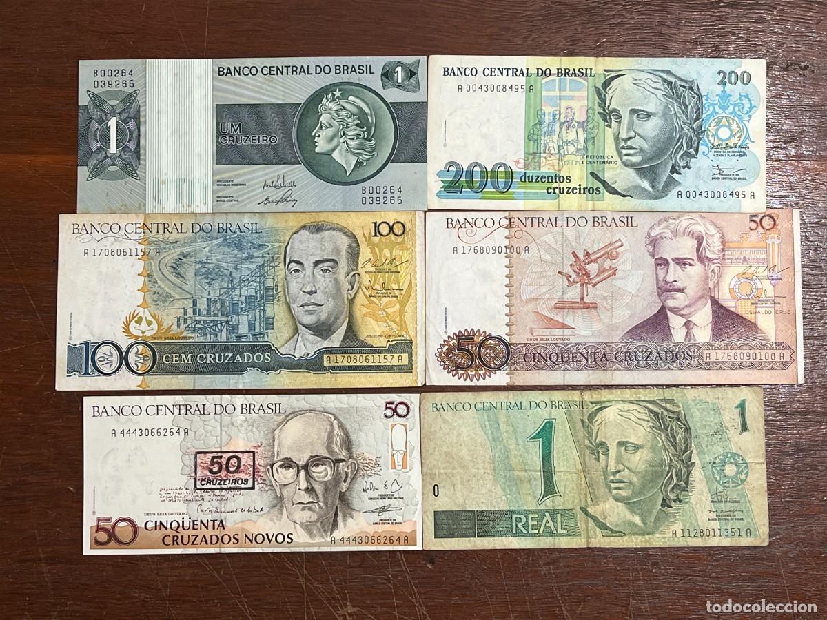Billetes extranjeros: Lot 6 Brazil Original Old Banknotes / Billetes / Banconote - B00264039265