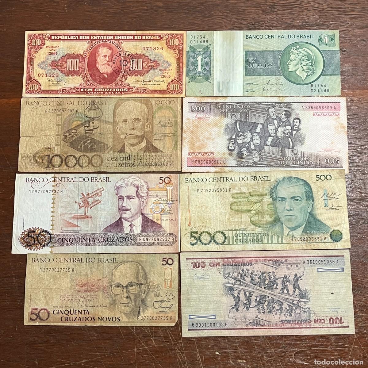 Billetes extranjeros: Lot 8 Brazil Original Old Banknotes / Billetes / Banconote - 071826