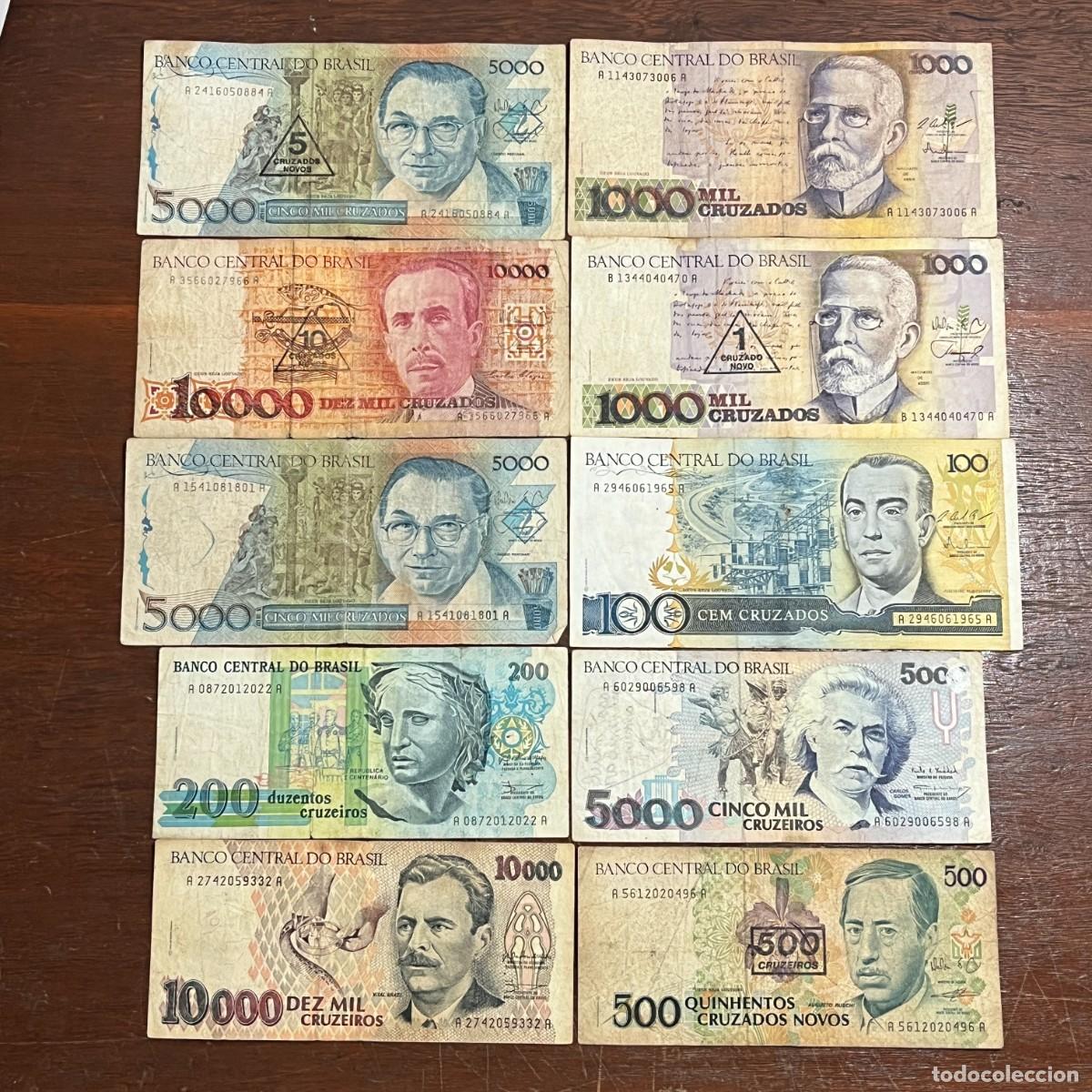 Billetes extranjeros: Lot 10 Brazil Original Old Banknotes / Billetes / Banconote - A24116050884A