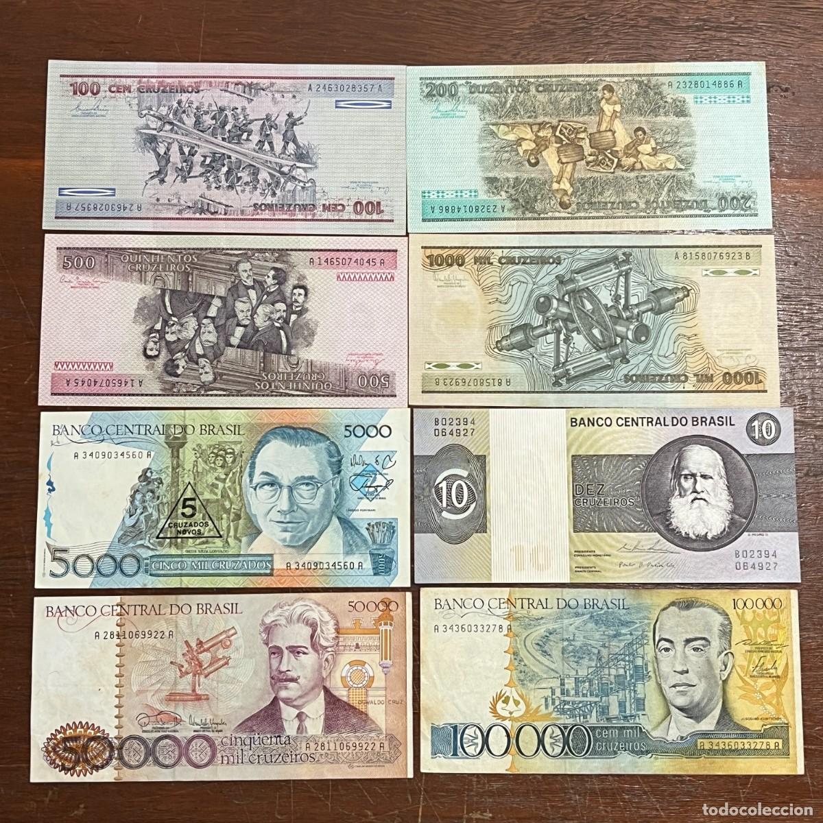 Billetes extranjeros: Lot 8 Brazil Original Old Banknotes / Billetes / Banconote - A2463028357A