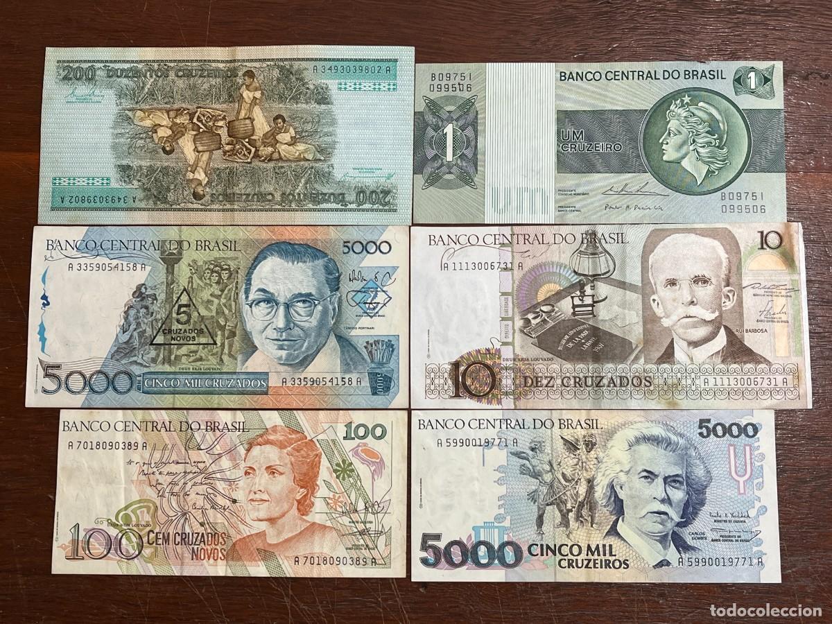 Billetes extranjeros: Lot 6 Brazil Original Old Banknotes / Billetes / Banconote - A3493039802A