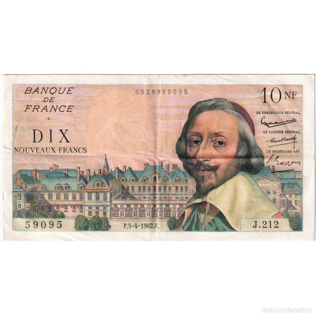 Billetes extranjeros: [#377791] Francia, 10 Nouveaux Francs, Richelieu, 1962-04-05, J.212, MBC