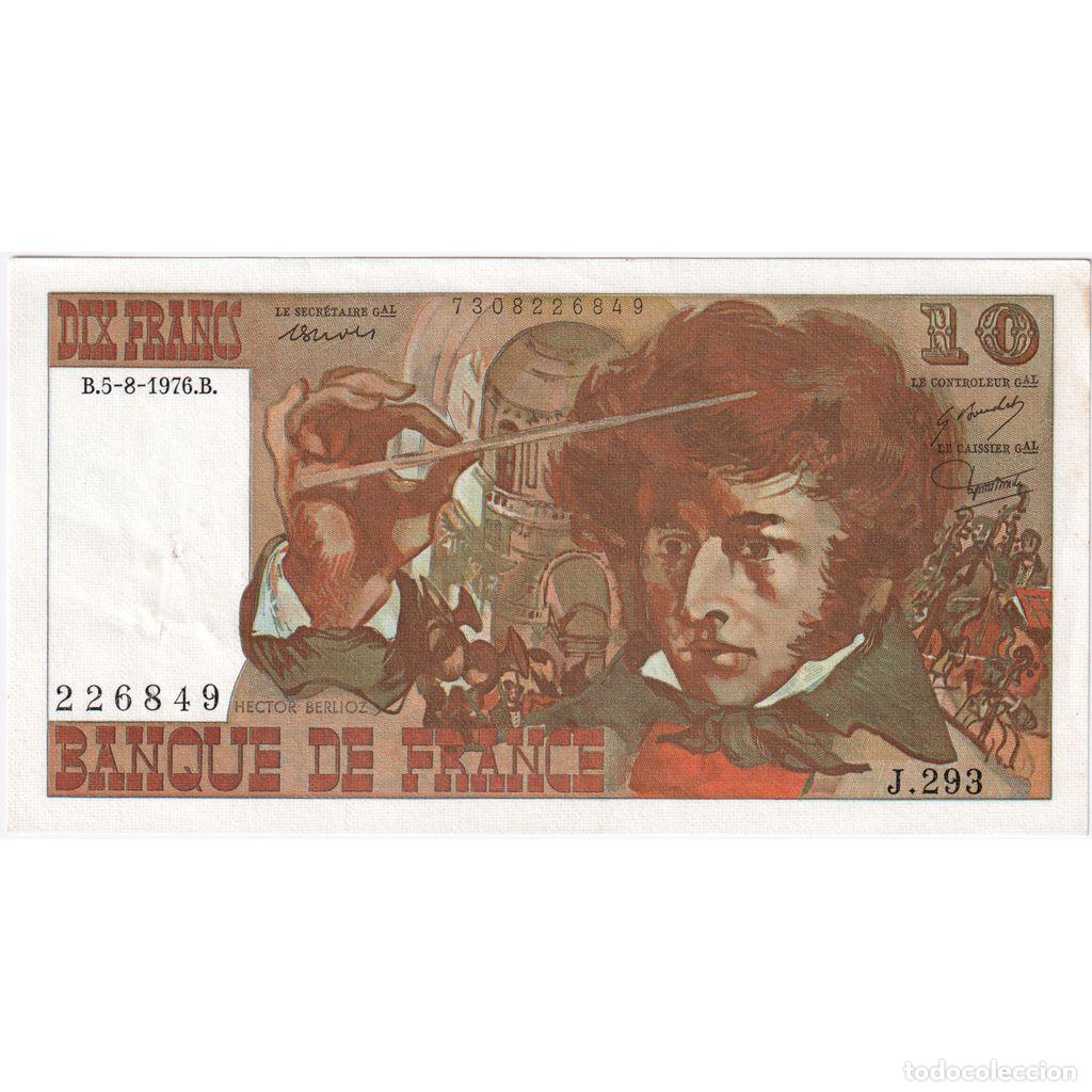 Billetes extranjeros: [#377794] Francia, 10 Francs, Berlioz, 1976-08-05, J.293, Consecutive Numbers, EBC