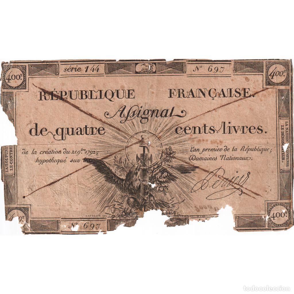 Billetes extranjeros: [#377802] Francia, 400 Livres, 1792-09-21, 144, RC+