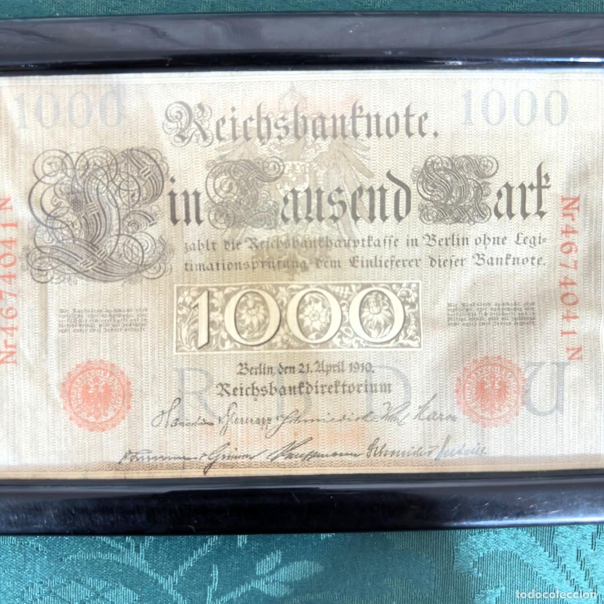 Billetes extranjeros: Billete enmarcado es un Reichsbanknote de 1000 Marcos