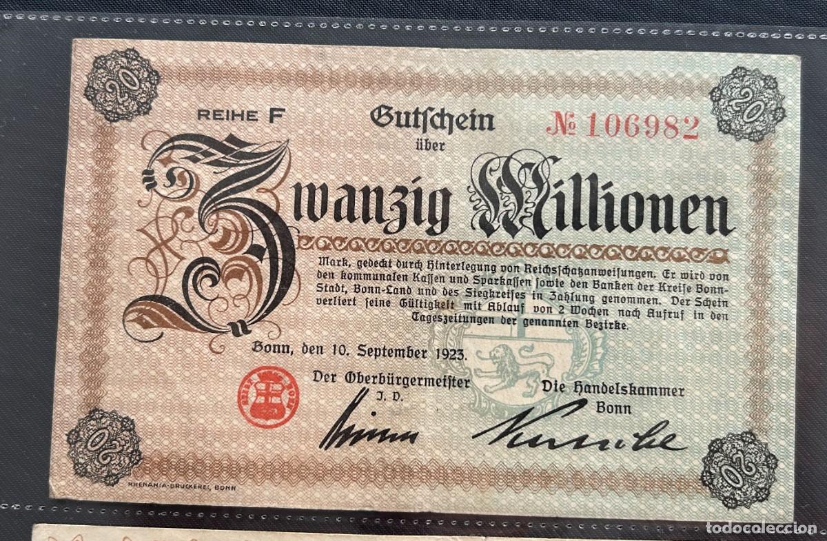 Billetes extranjeros: 20 MILLONES MARCOS 1923 BONN. ALEMANIA