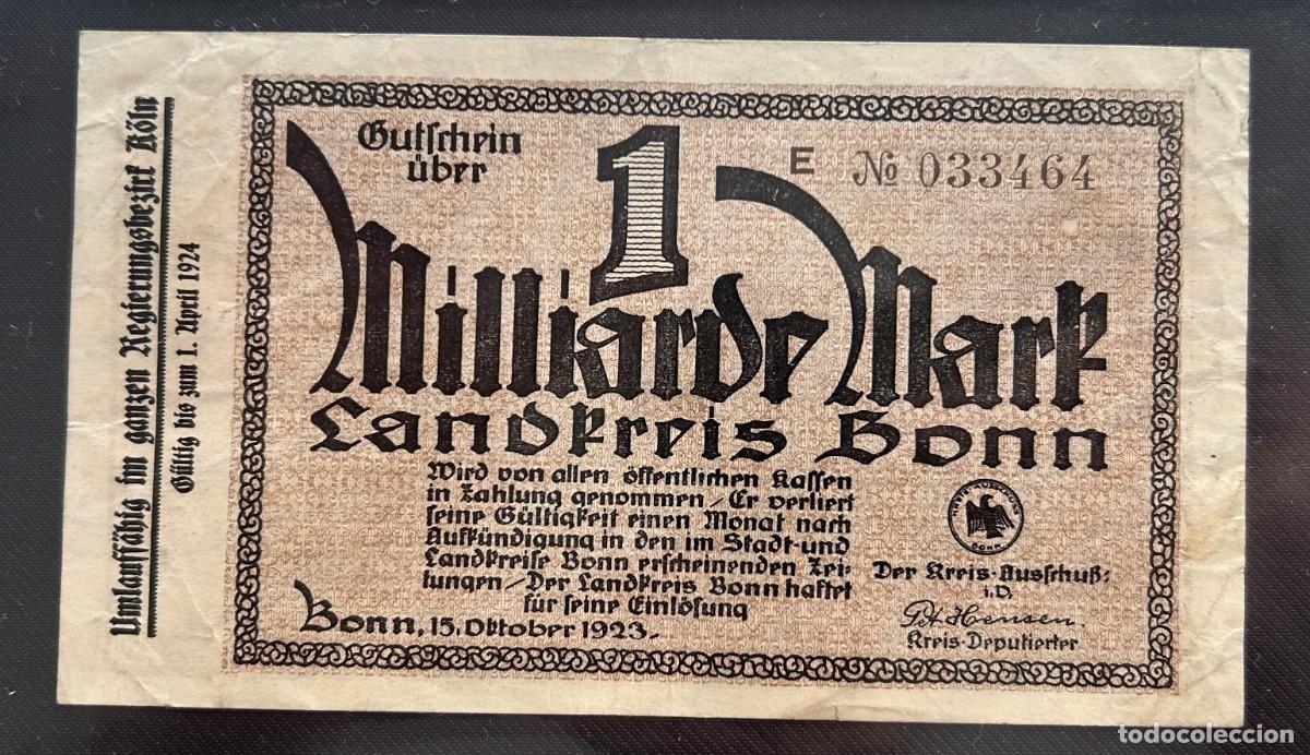 Billetes extranjeros: 1 MIL MILLONES MARCOS 1923 BONN. ALEMANIA