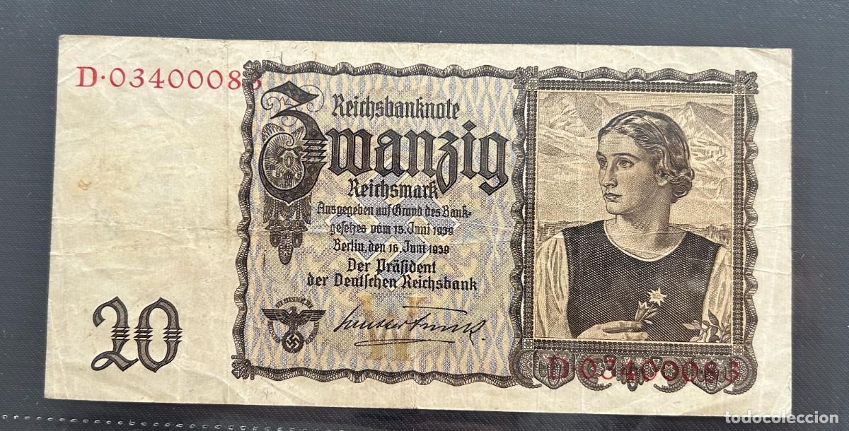 Billetes extranjeros: 20 MARCOS 1939 ALEMANIA. P# 185