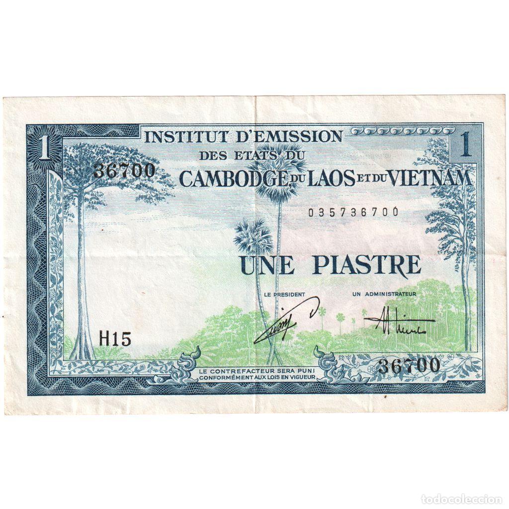Billetes extranjeros: [#377811] Indochina Francesa, 1 Piastre, Undated (1954), MBC+