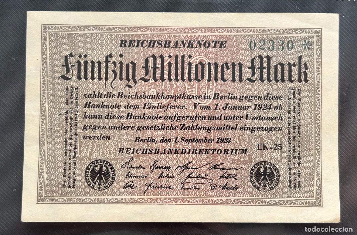 Billetes extranjeros: 50 MILLONES MARCOS 1923 ALEMANIA. P#109B