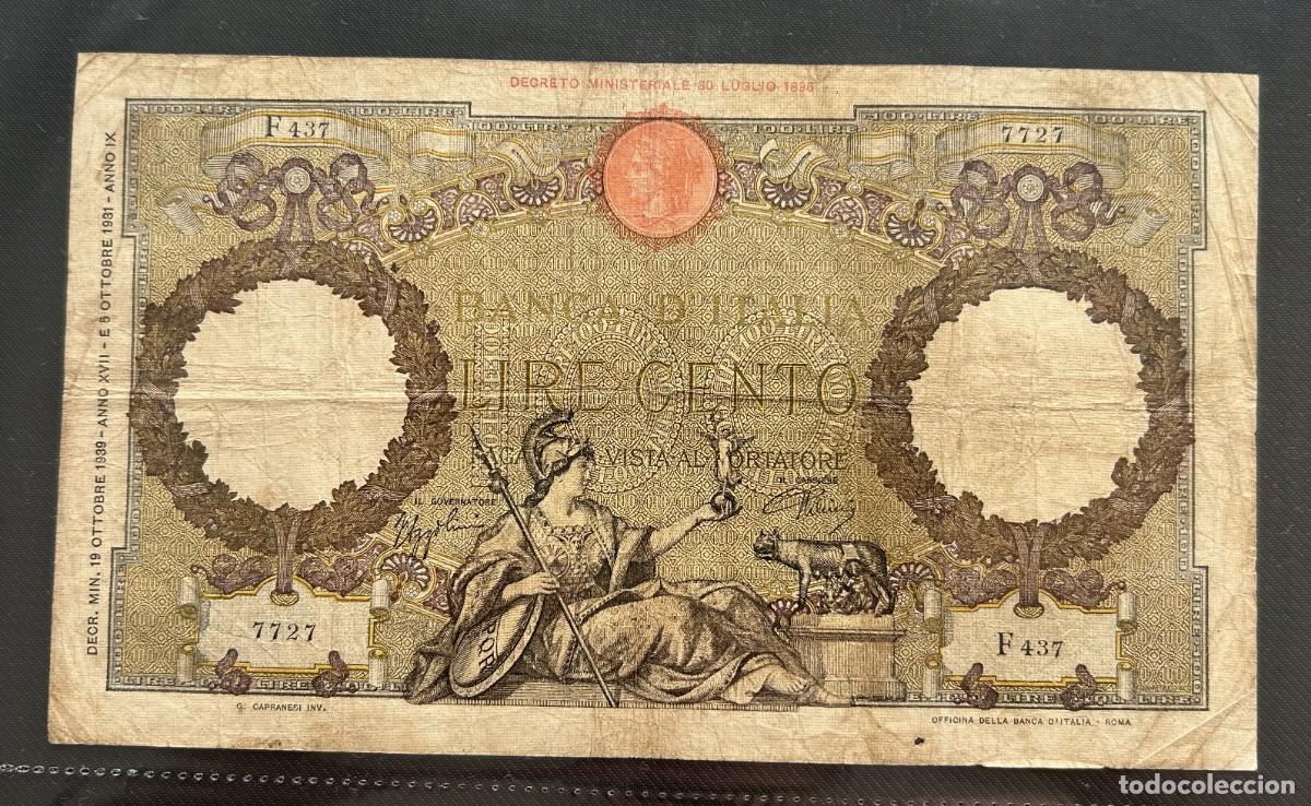 Billetes extranjeros: 100 LIRAS 1939 ITALIA. P#55B
