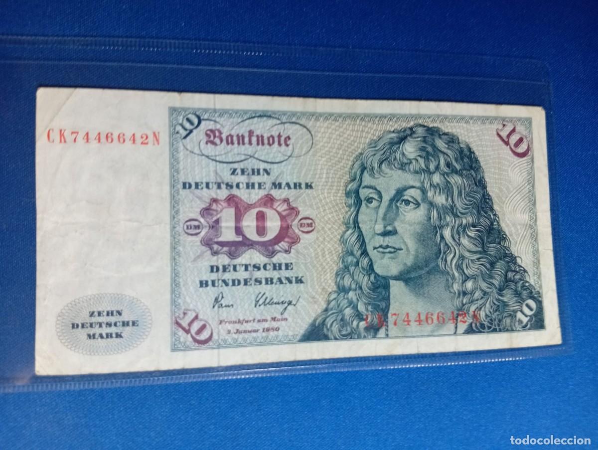 Billetes extranjeros: Billete de 10 marcos 1980 Alemania